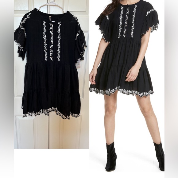 Free People Dresses & Skirts - NEW Free people Santiago Embroidered Minidress Black Size S